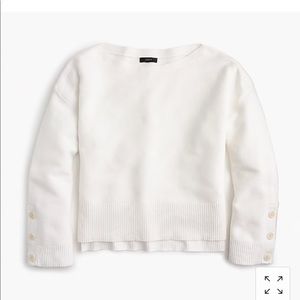 J. Crew Split-hem button-sleeve crewneck sweater